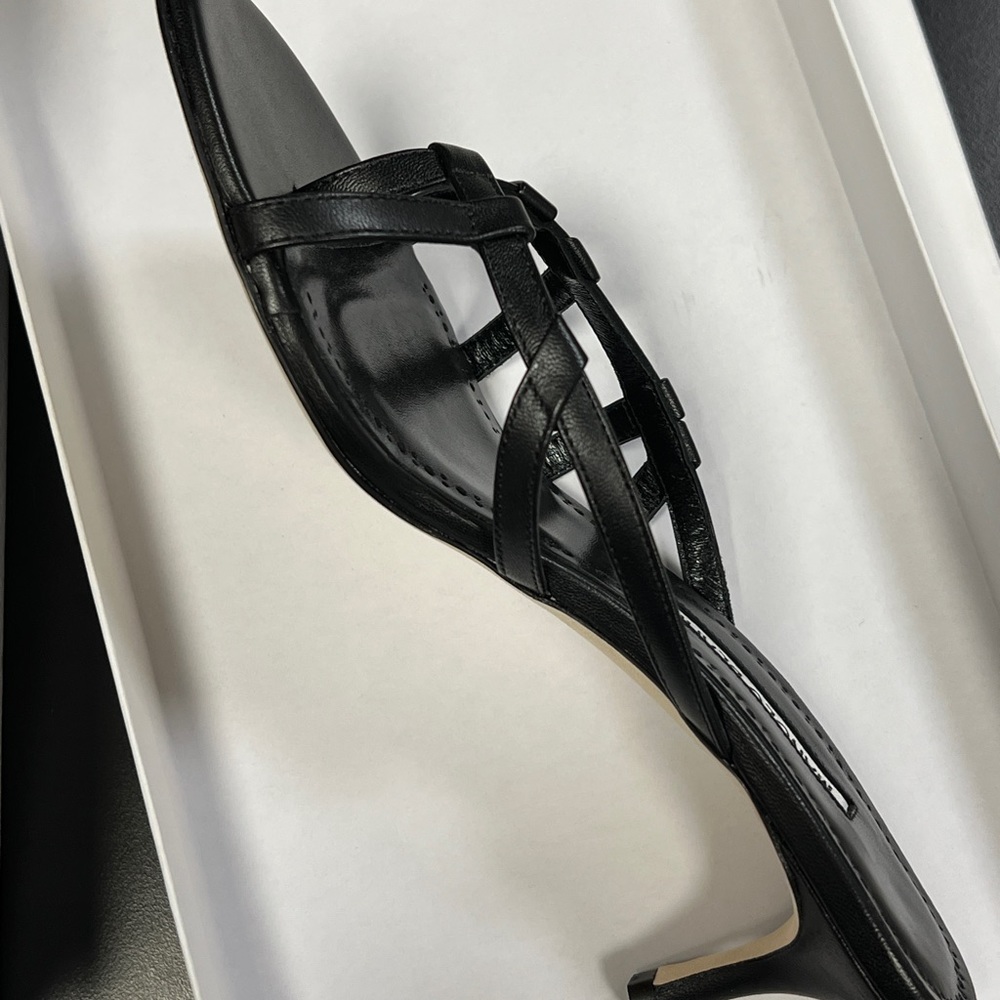 Manolo Solimaso Lambskin Thong Mule Sandals